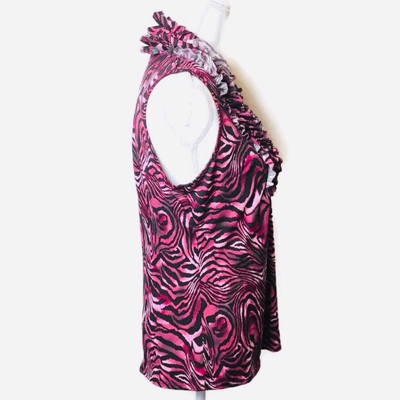 M Marc Bouwer Animal Print Ruffle Front Knit Top - Picture 4 of 5